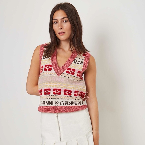 Ganni V-Neck Sweater Vest NWT - Picture 2 of 7